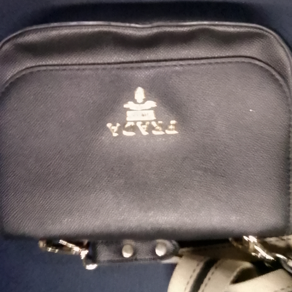 Prada Black Shoulder Bag with Gold Details